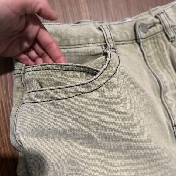 Drunknmunky Wide Leg Carpenter Jean Unisex Sz S 30x27 Y2K Streetwear Baggy Green - Picture 4 of 15